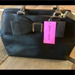 Betsey Johnson Structured Satchel Handbag with Bow